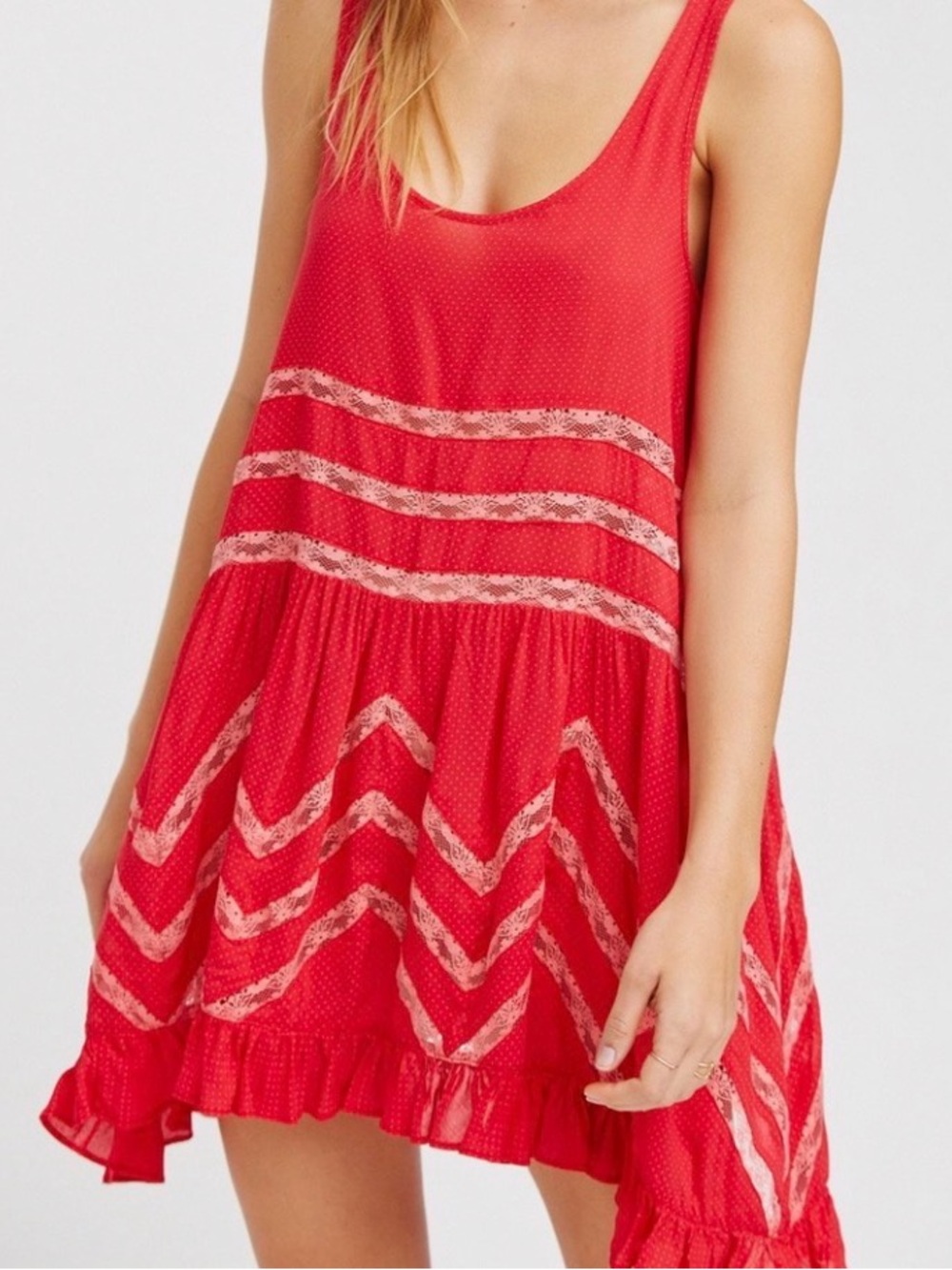 Free People Voile and Lace Trapeze Slip Dress Size L